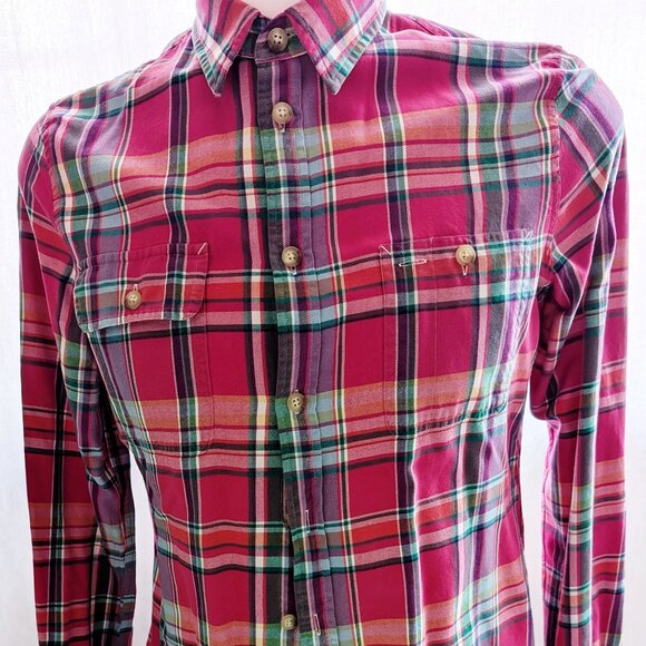 Polo Ralph Lauren  Cotton Plaid Button Down Shirt Size XL Dark Pink Green Colors - Picture 1 of 13